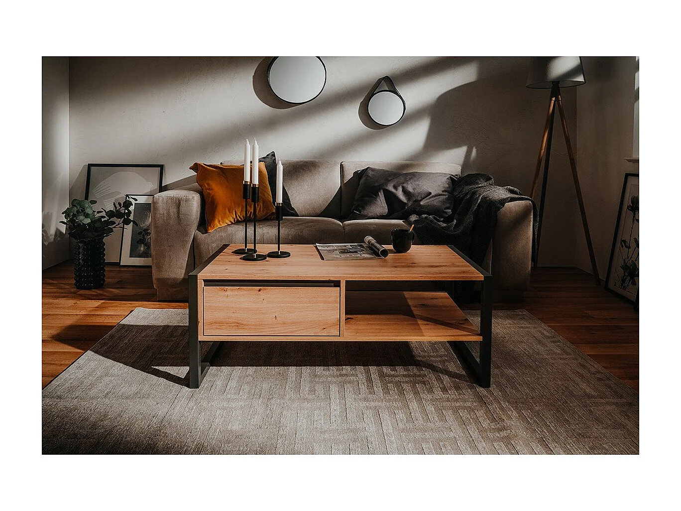 Salontafel Denver 55 artisan eikenkleurig en antracietgrijs