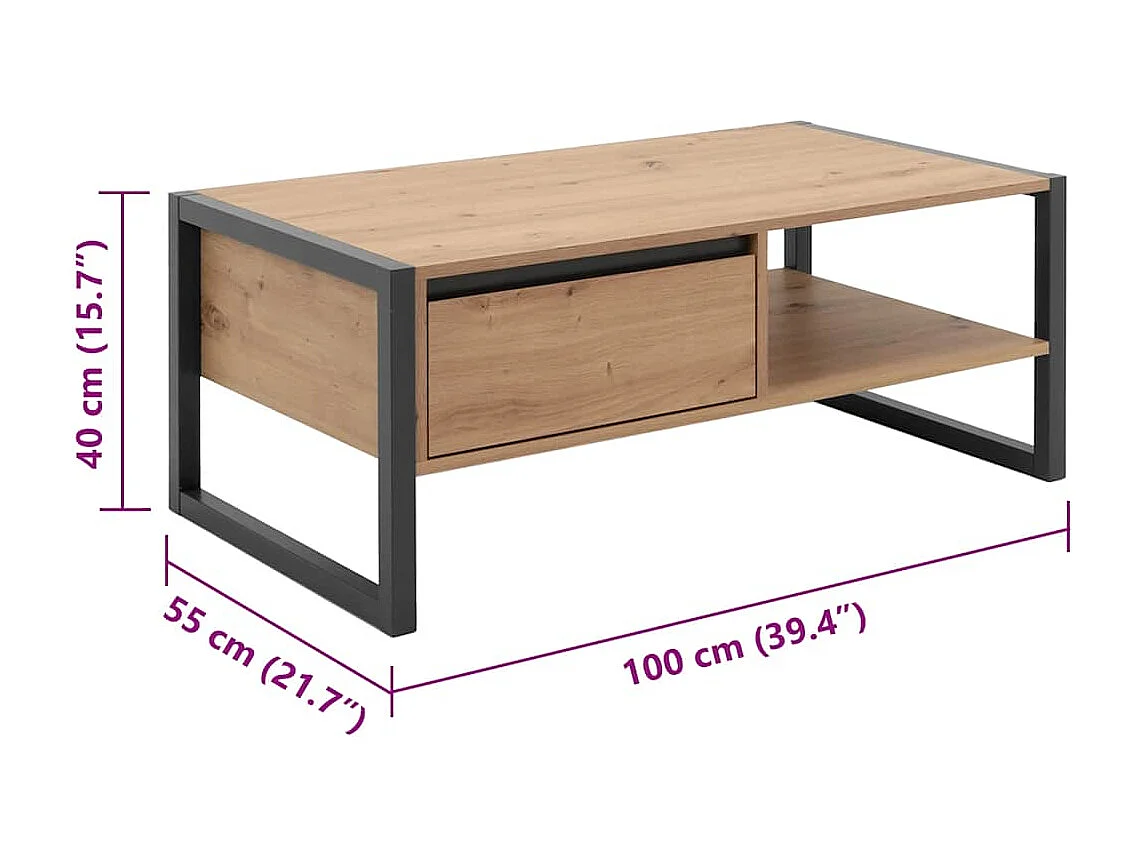 Salontafel Denver 55 artisan eikenkleurig en antracietgrijs
