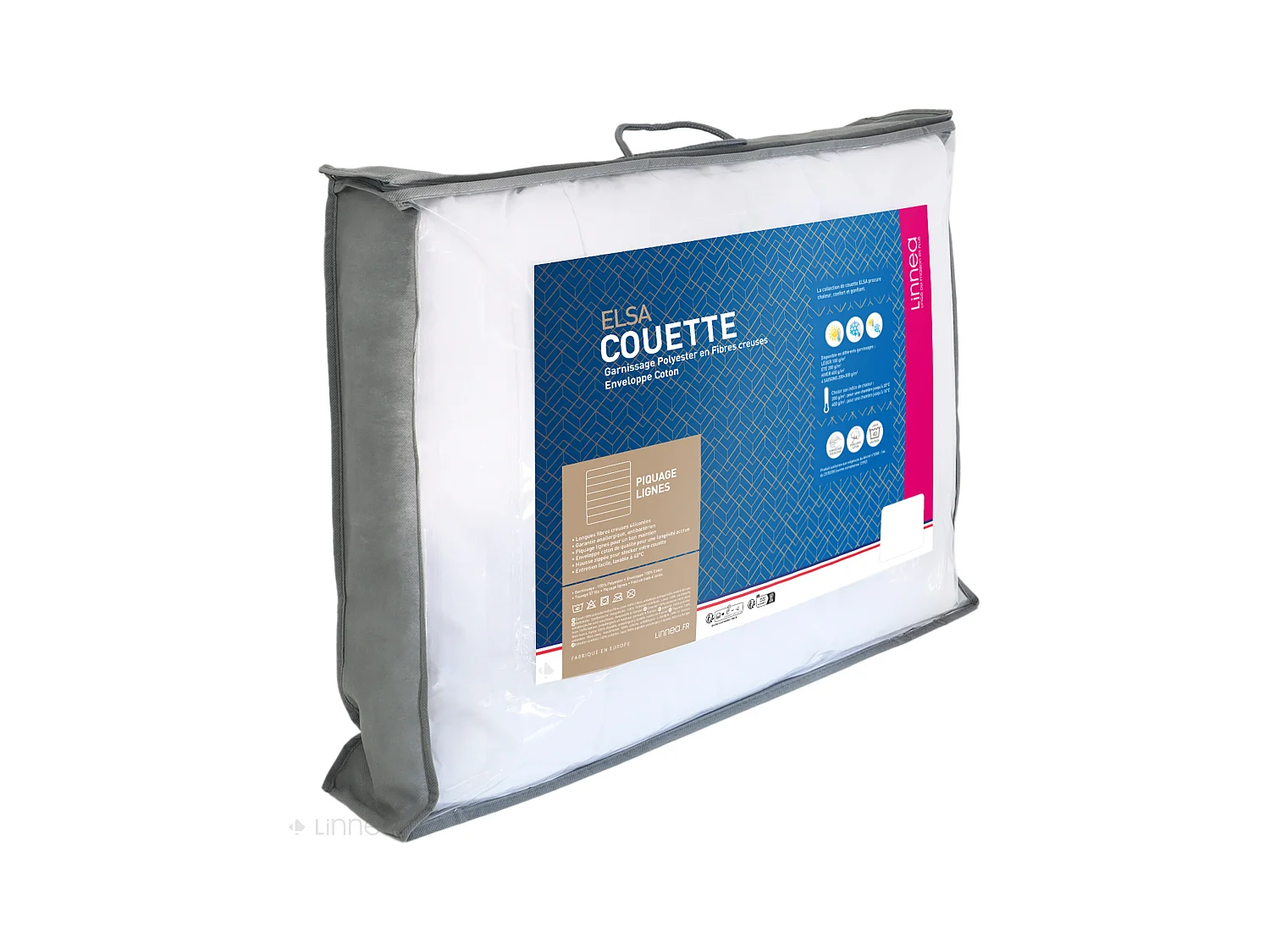 Couette 200x200 cm été ELSA garnissage fibre polyester 100 g/m2