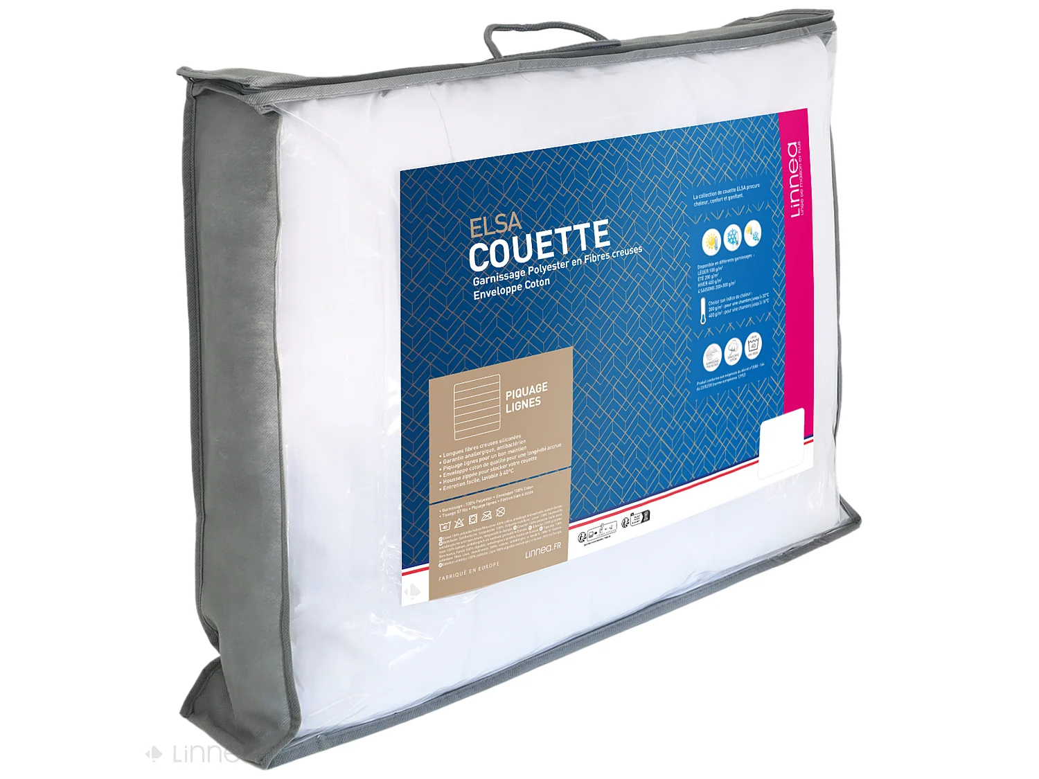 Couette 140x200 cm été ELSA garnissage fibre polyester 100 g/m2