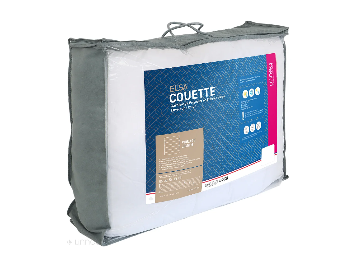 Couette 240x220 cm été ELSA garnissage fibre polyester 100 g/m2