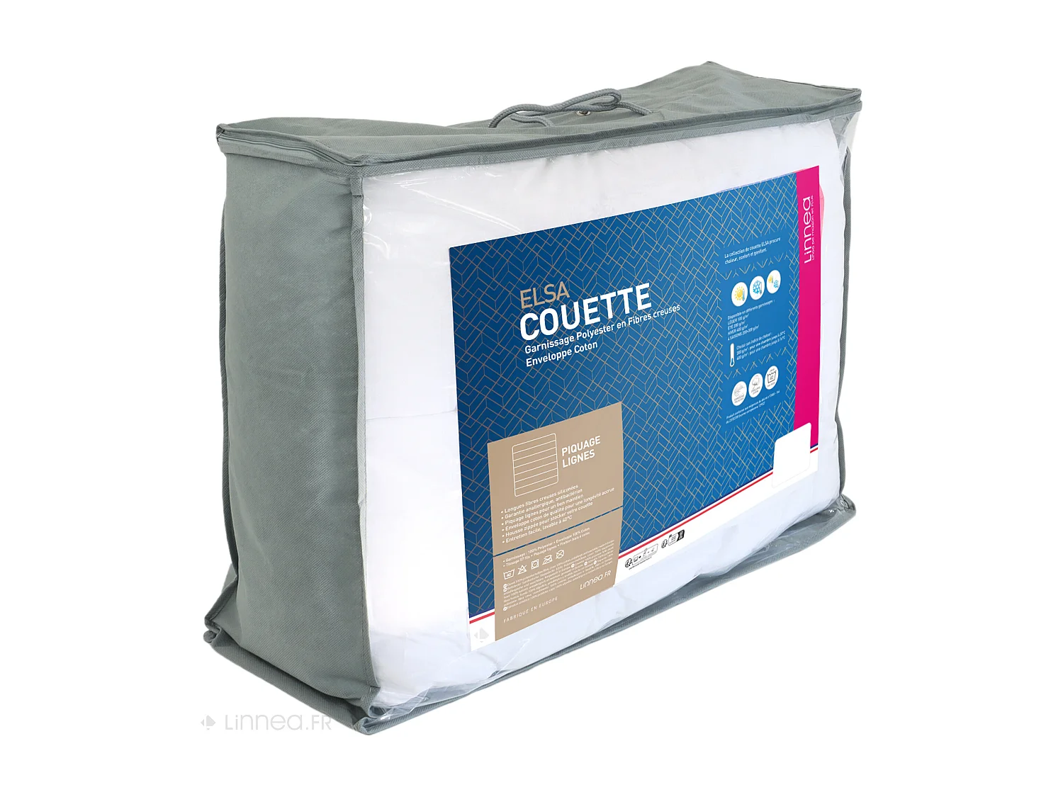 Couette 280x240 cm été ELSA garnissage fibre polyester 100 g/m2