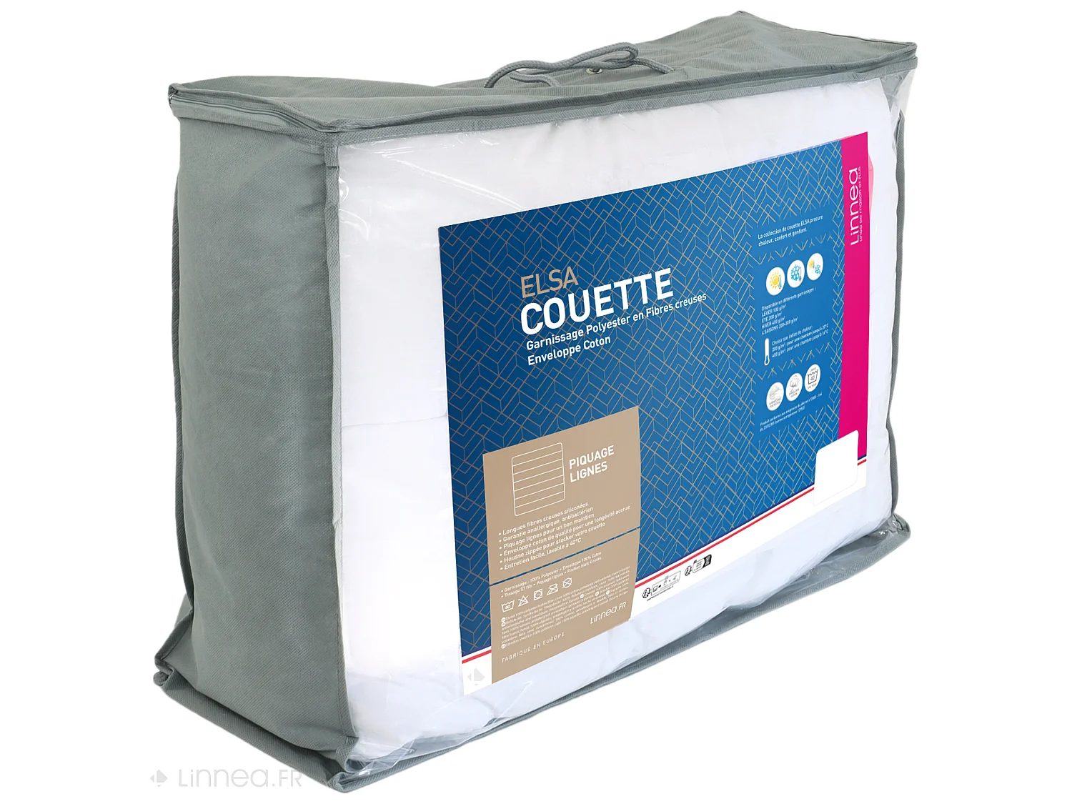 Couette 280x240 cm été ELSA garnissage fibre polyester 100 g/m2