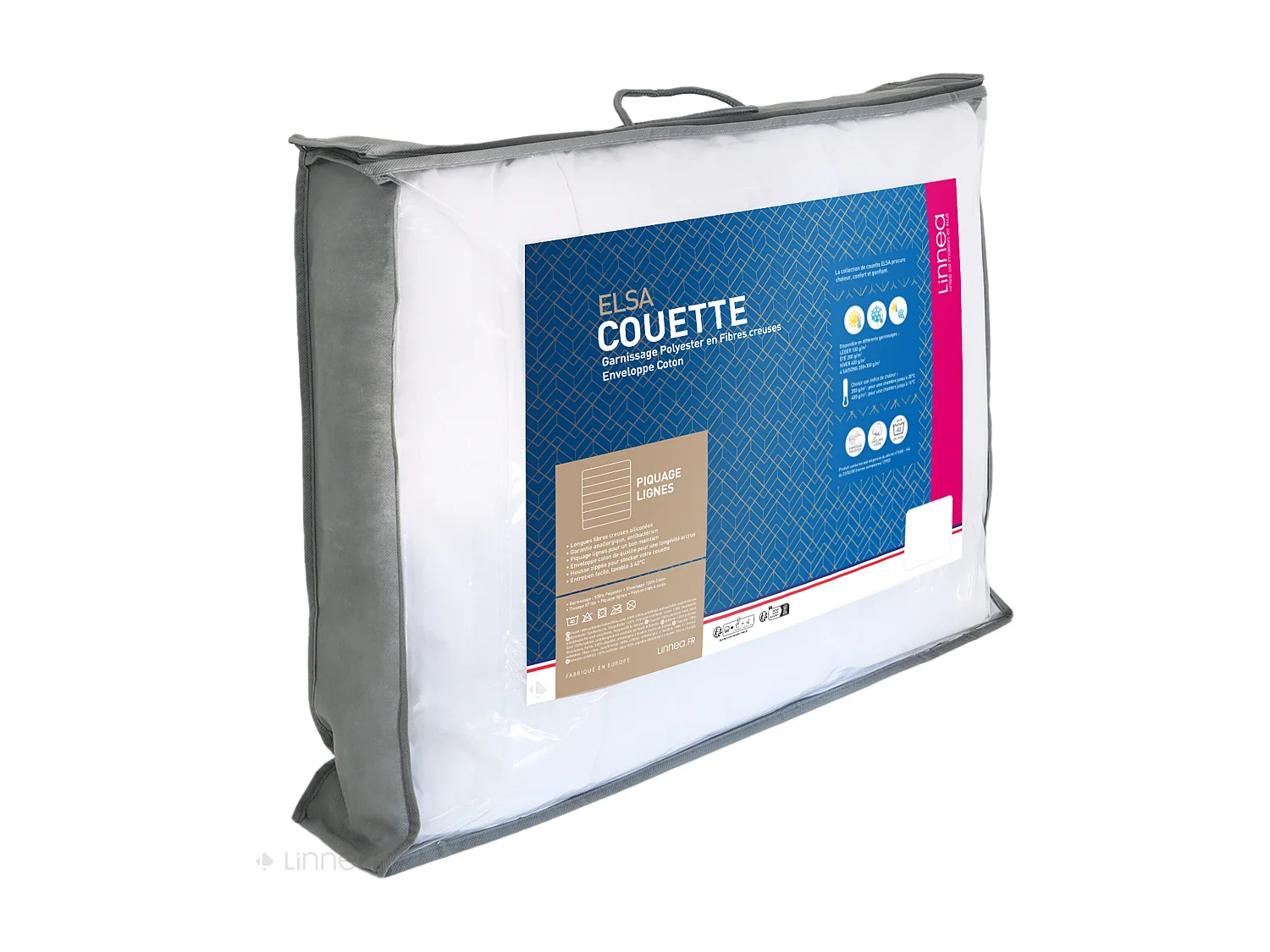 Couette 160x200 cm été ELSA garnissage fibre polyester 100 g/m2