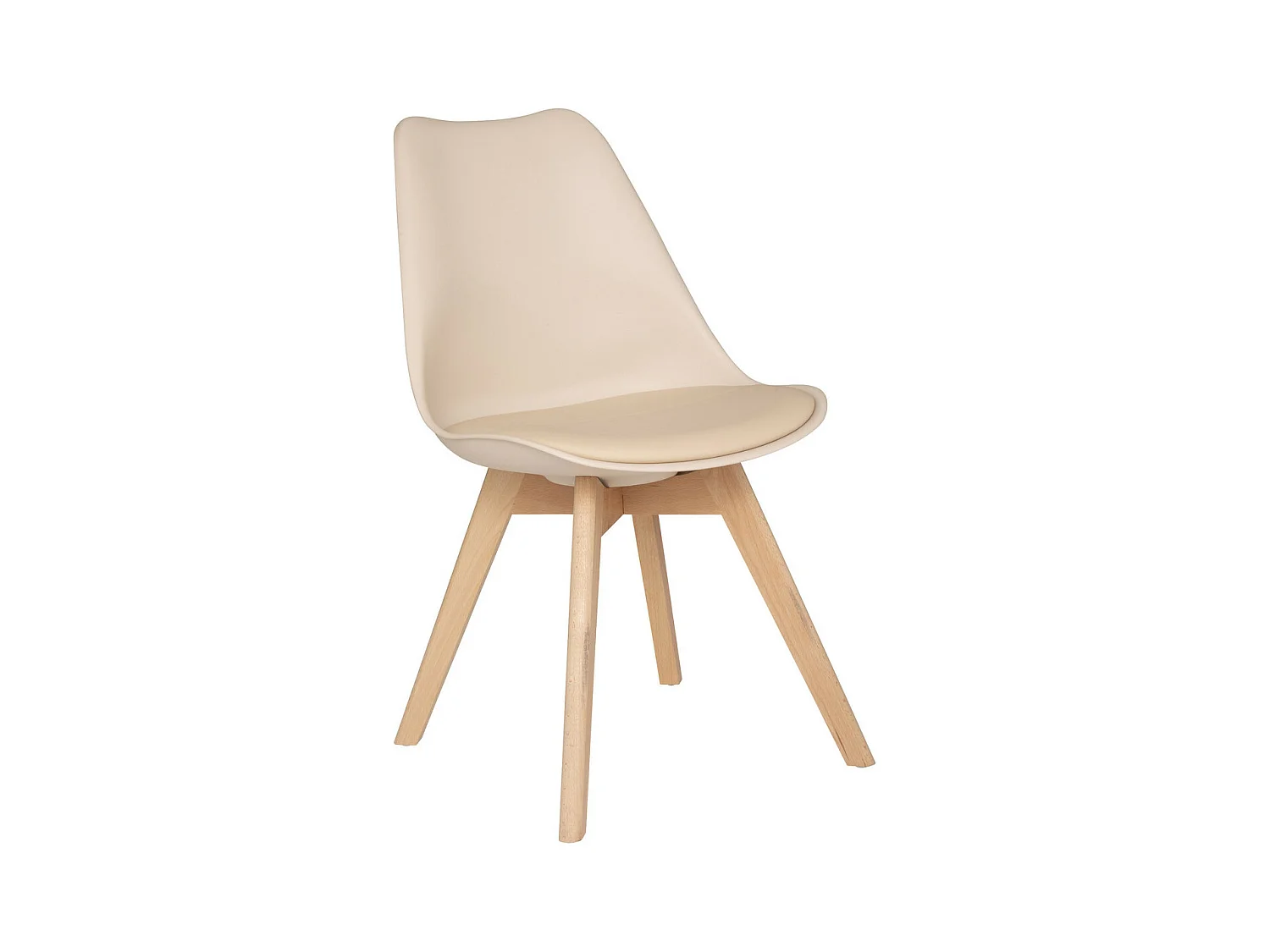 Chaise de table Assise Beige et Pieds en Bois de Hêtre