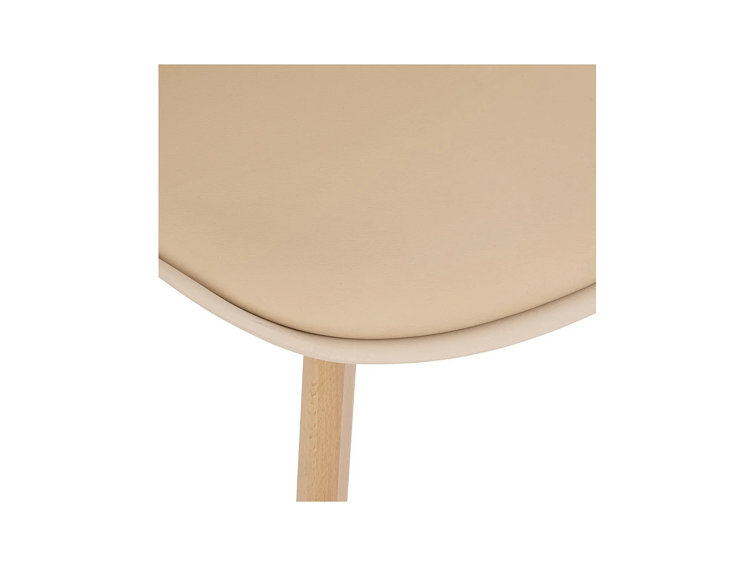 Chaise de table Assise Beige et Pieds en Bois de Hêtre