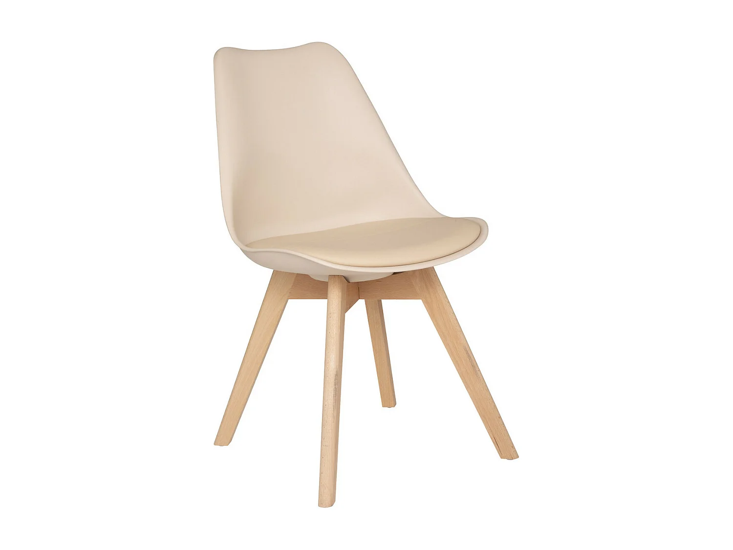 Chaise de table Assise Beige et Pieds en Bois de Hêtre