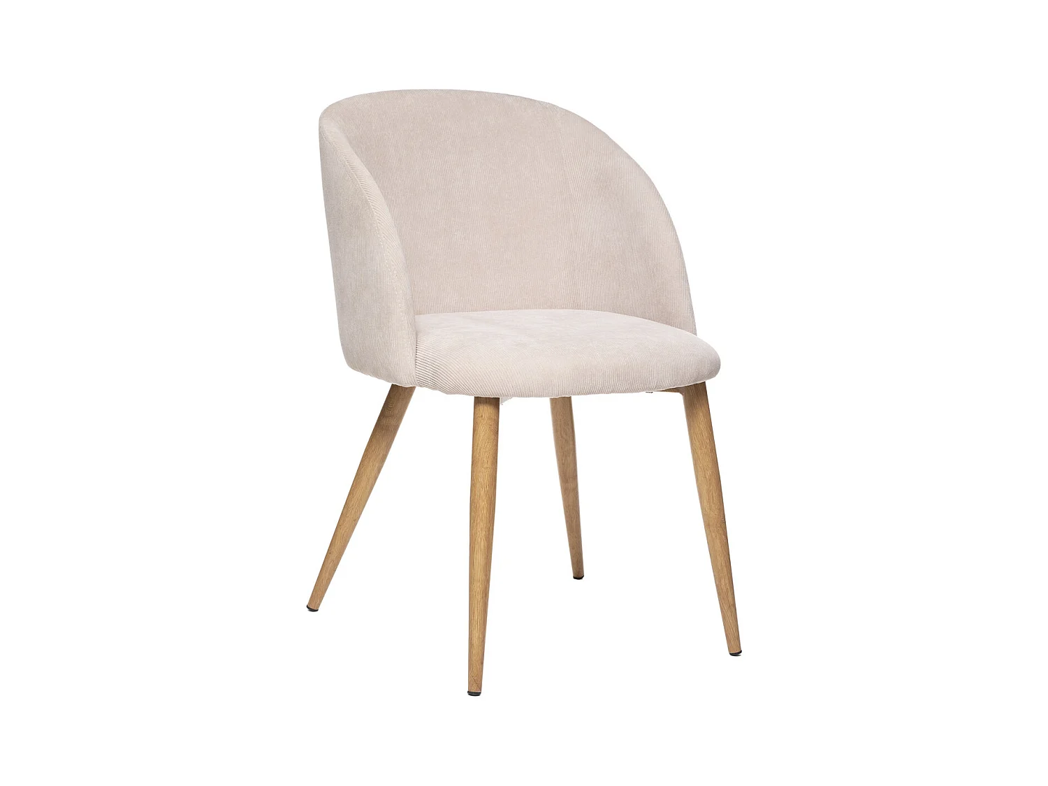 Chaise Fauteuil de table en Velours côtelé Beige lin et pieds en métal