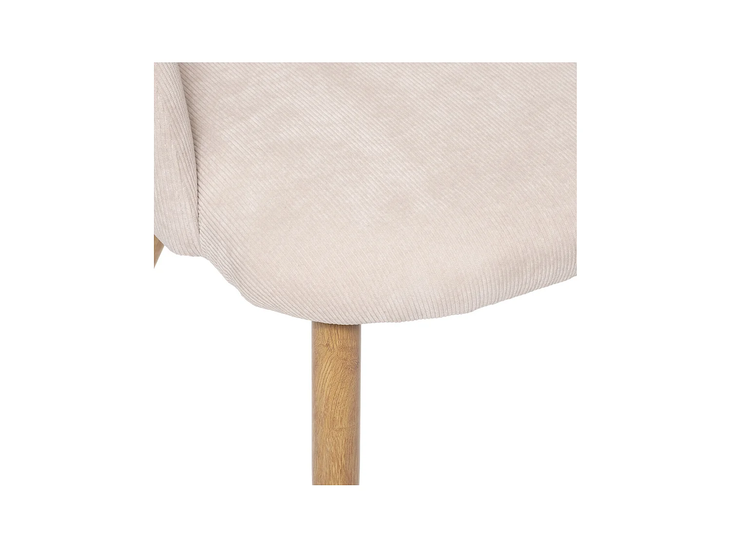 Chaise Fauteuil de table en Velours côtelé Beige lin et pieds en métal