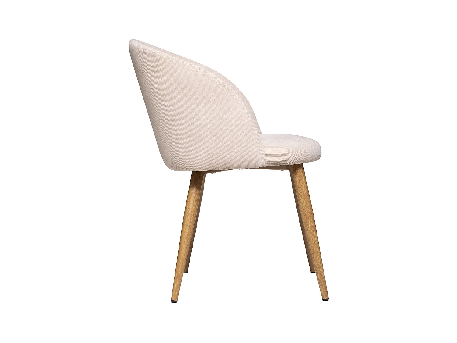 Chaise Fauteuil de table en Velours côtelé Beige lin et pieds en métal