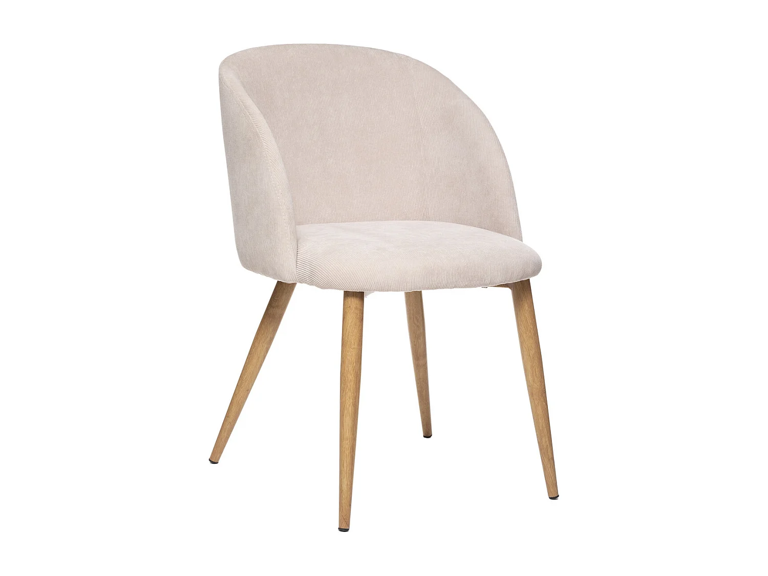 Chaise Fauteuil de table en Velours côtelé Beige lin et pieds en métal