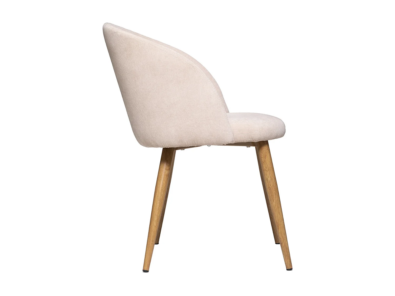 Chaise Fauteuil de table en Velours côtelé Beige lin et pieds en métal