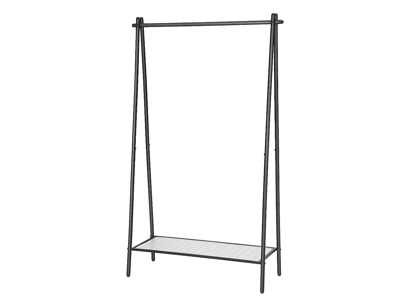 Portemanteau métallique portant à vêtements avec tringle étagère inférieure style sobre pour chambre dressing vestiaire 153 cm noir mat 12_0003072
