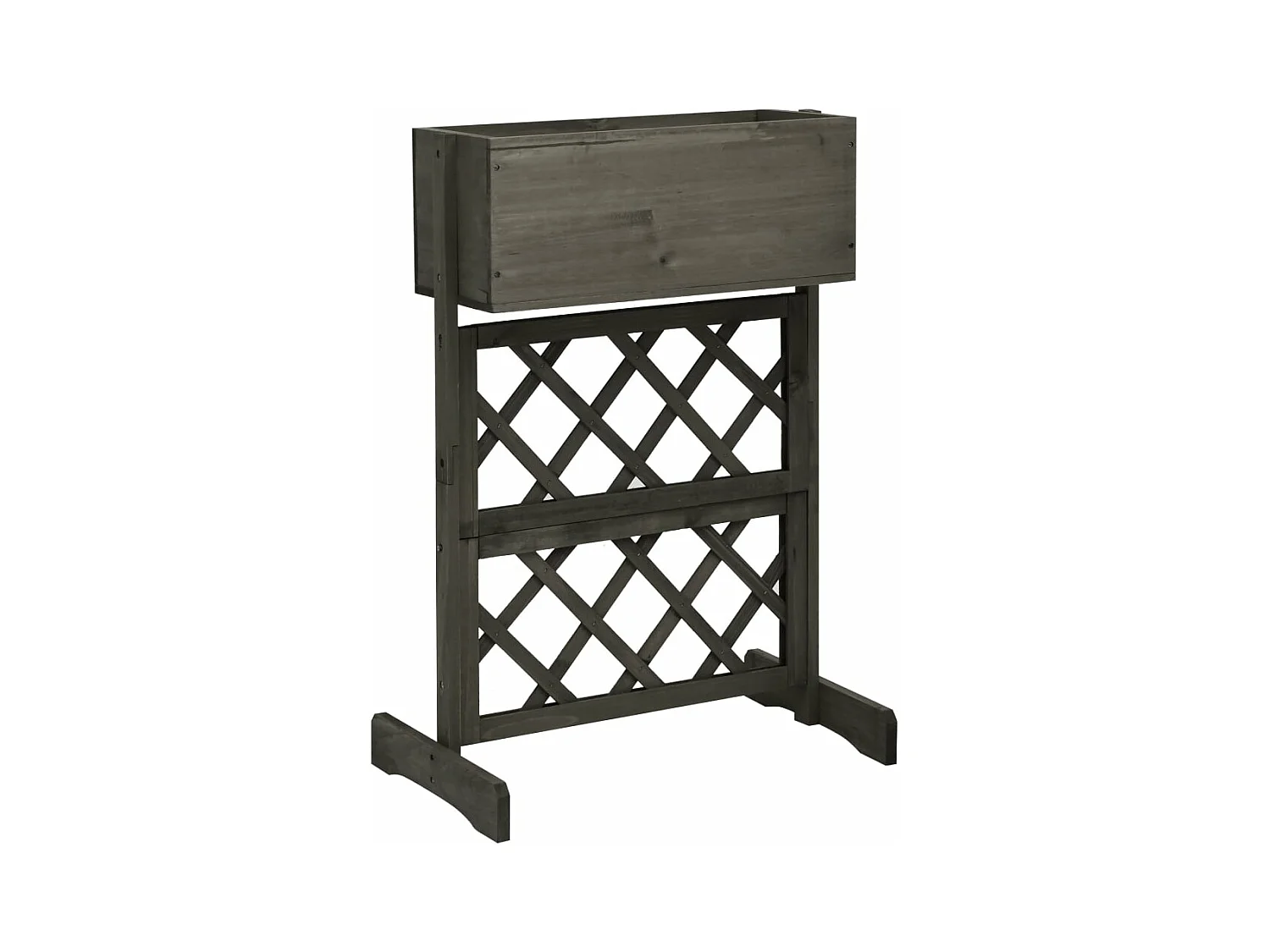 Jardinera enrejada de jardín gris 45 x 30 x 74 cm madera de abeto 02_0000874