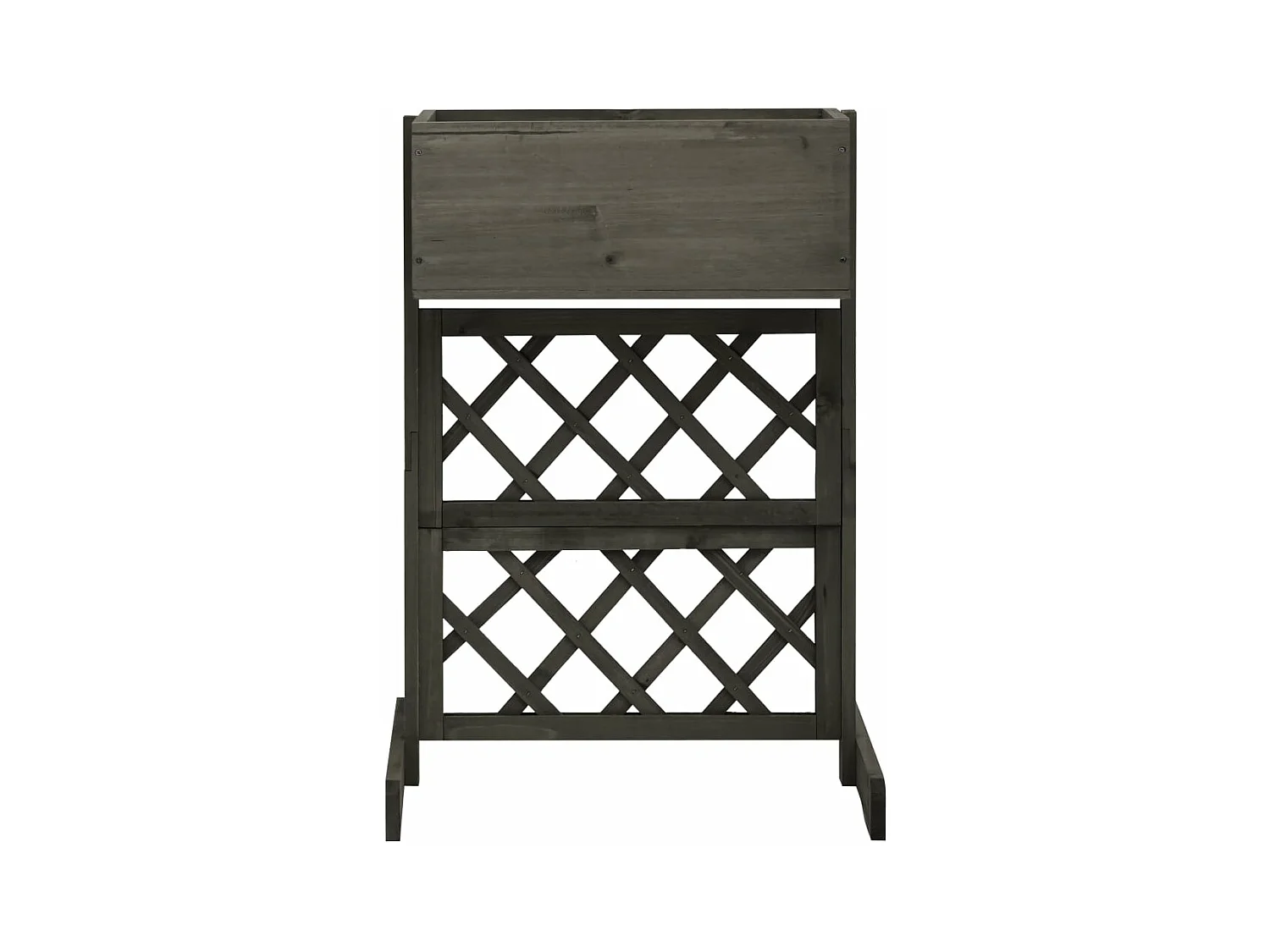 Jardinera enrejada de jardín gris 45 x 30 x 74 cm madera de abeto 02_0000874