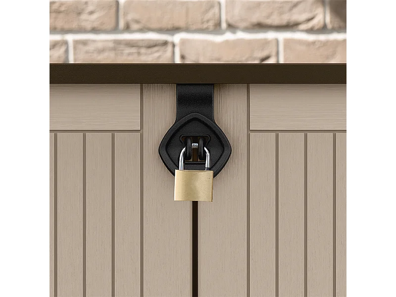 Coffre jardin en résine "Caracas" - 880L - 132 x 71.5 x 113.5 cm - Beige