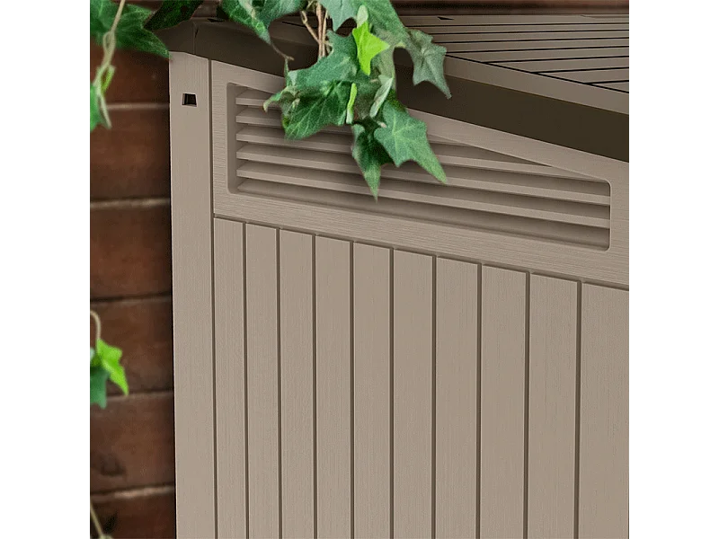 Gartenbox aus Harz "Caracas" 880L - Doppelöffnung - Beige