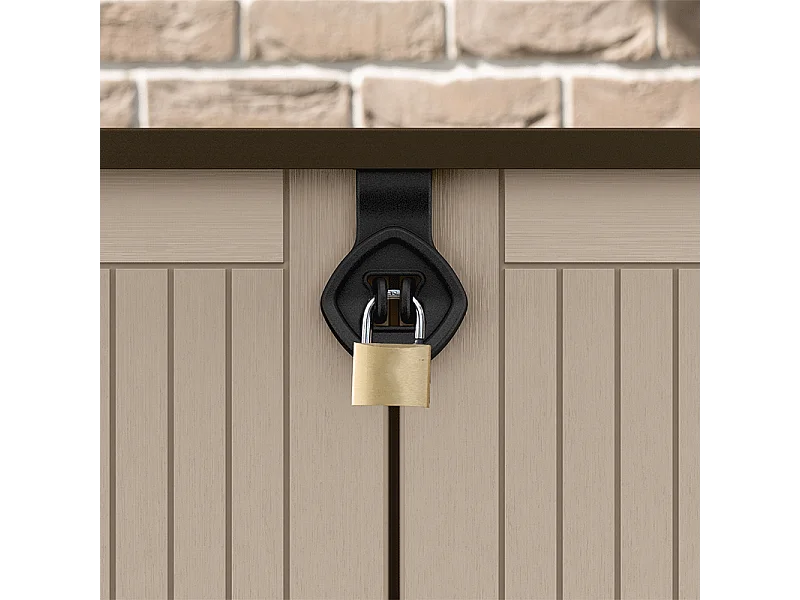 Gartenbox aus Harz "Caracas" 880L - Doppelöffnung - Beige