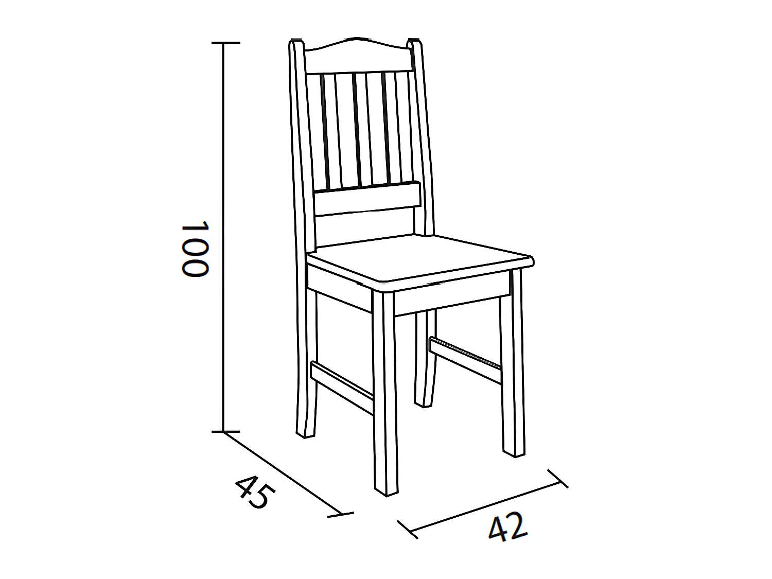 Lot de 2 chaises de salle à manger en pin massif coloris Miel - Longueur 42 x Profondeur 45 x Hauteur 100 cm