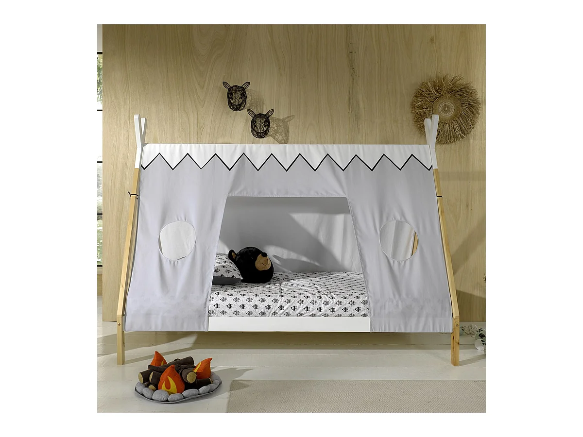 FLITT - Lit 90x200cm Forme Tipi avec Toile