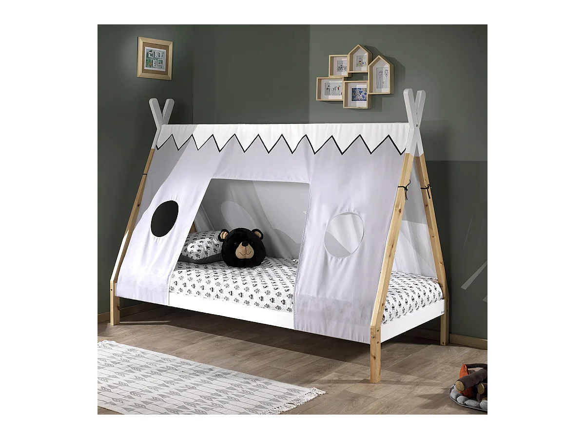 FLITT - Lit 90x200cm Forme Tipi avec Toile