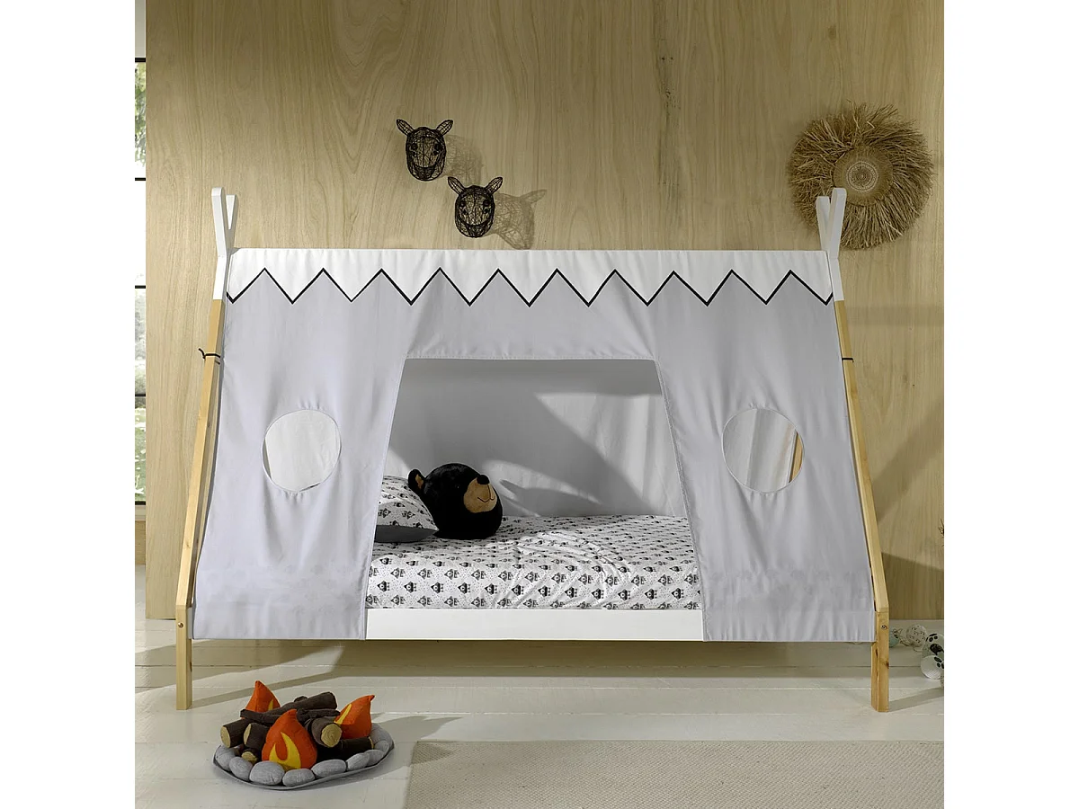 FLITT - Lit 90x200cm Forme Tipi avec Toile