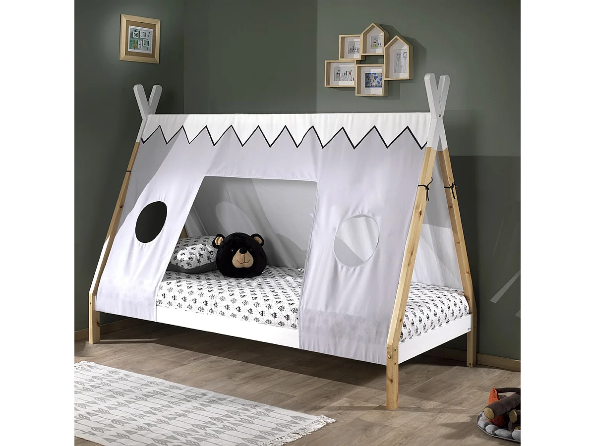 FLITT - Lit 90x200cm Forme Tipi avec Toile