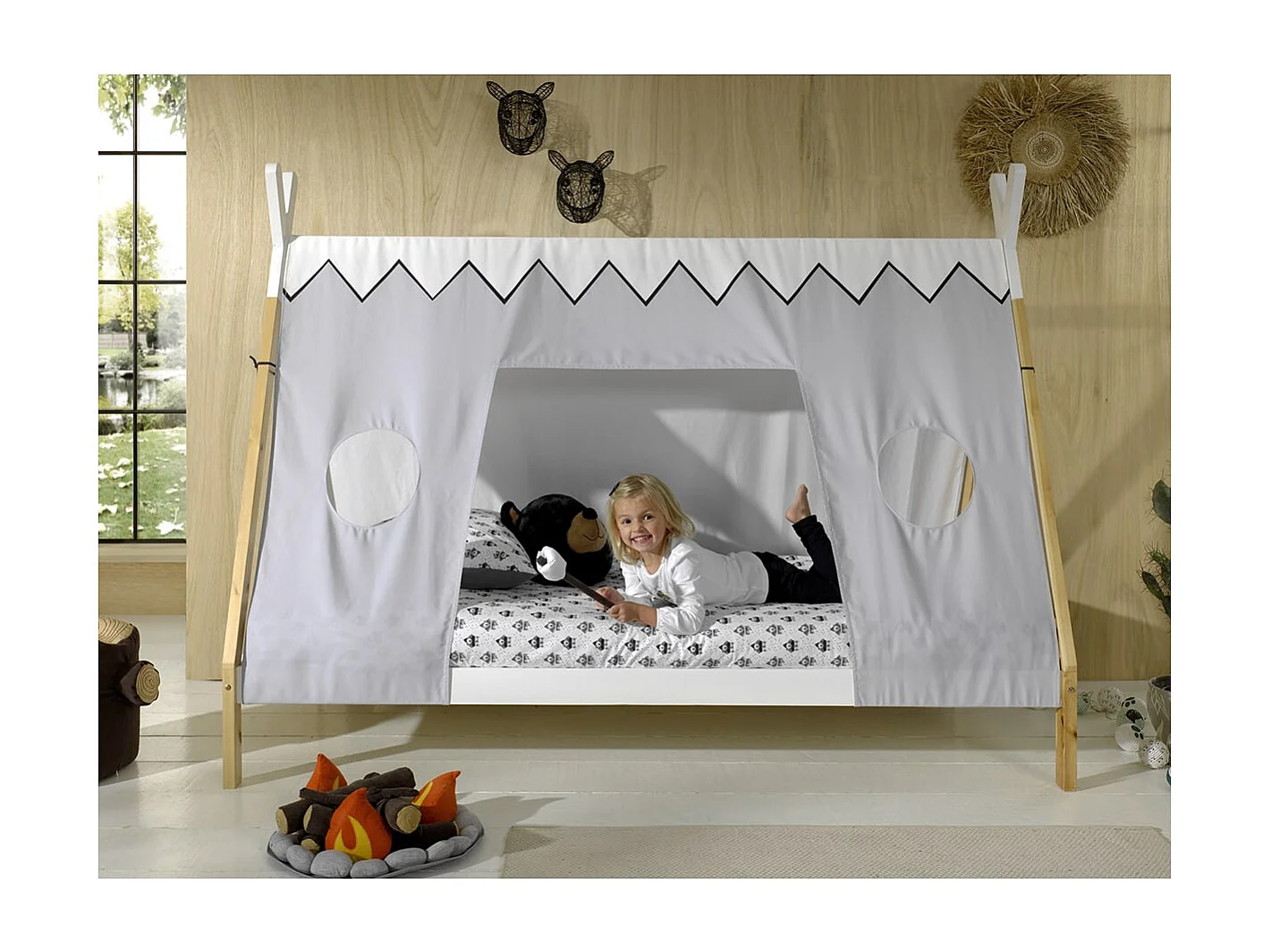 FLITT - Lit 90x200cm Forme Tipi avec Toile