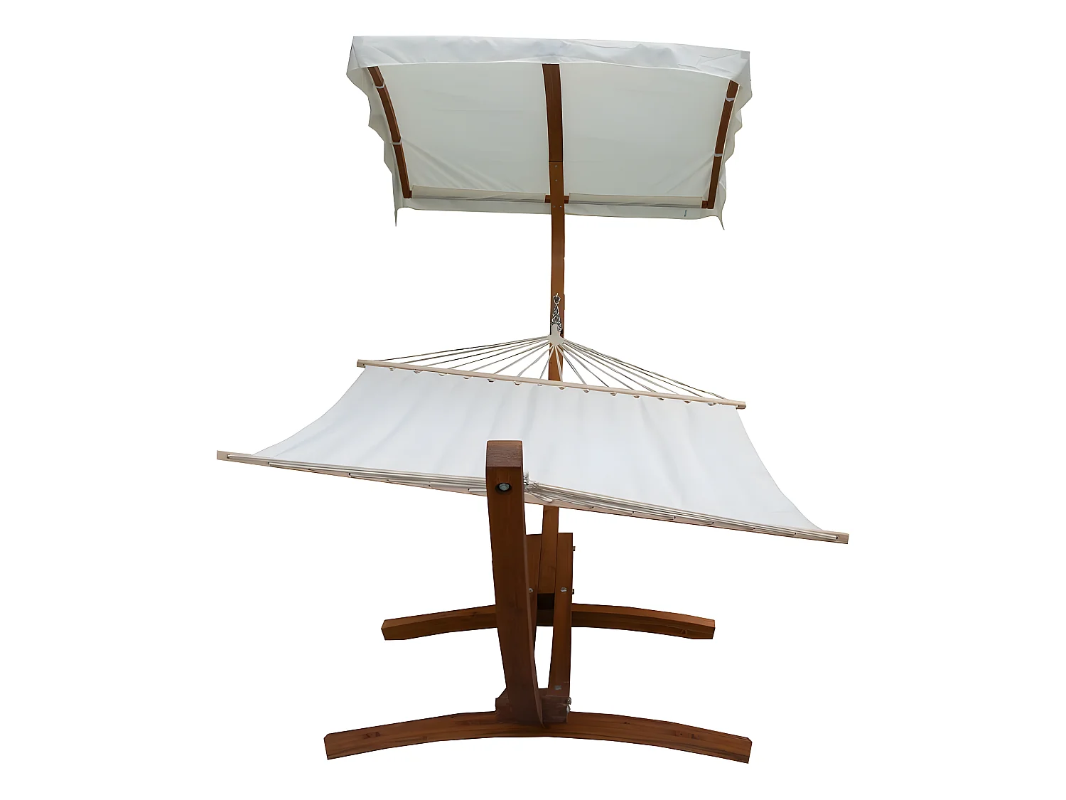 Hamaca de madera "Dallas XL" con toldo y tela de algodón - Ecru