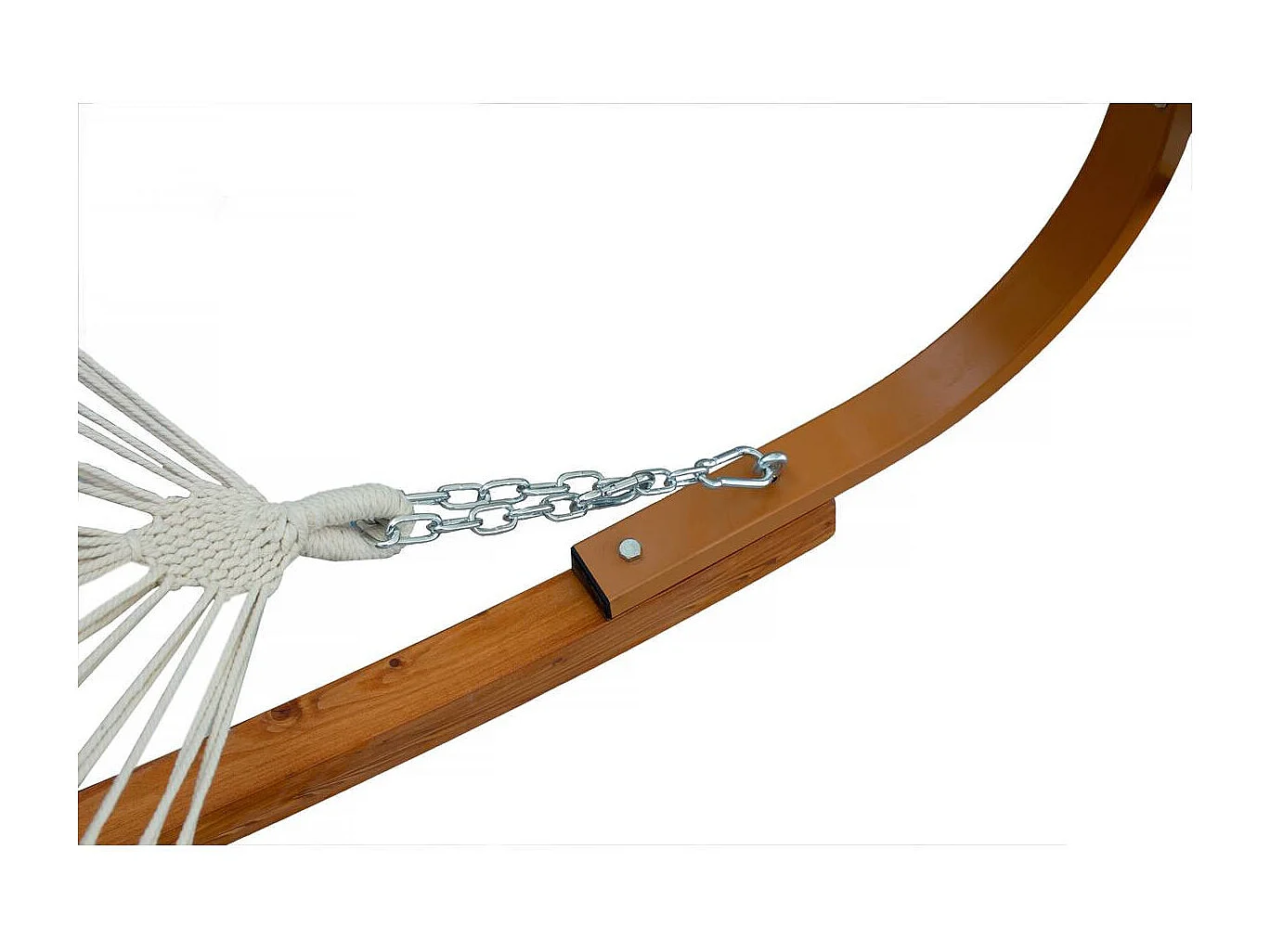 Hangmat met houten onderstel "Dallas XL"  - met katoenen doek en luifel - Ecru