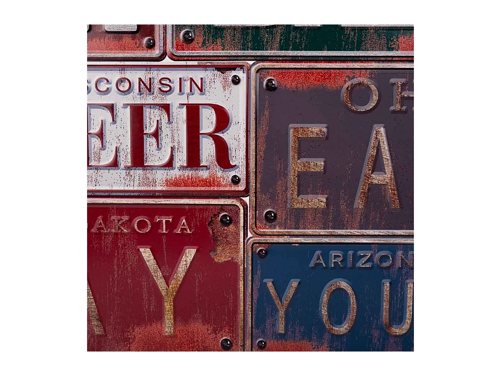 Bunte Metallplatte 50x70x1h cm