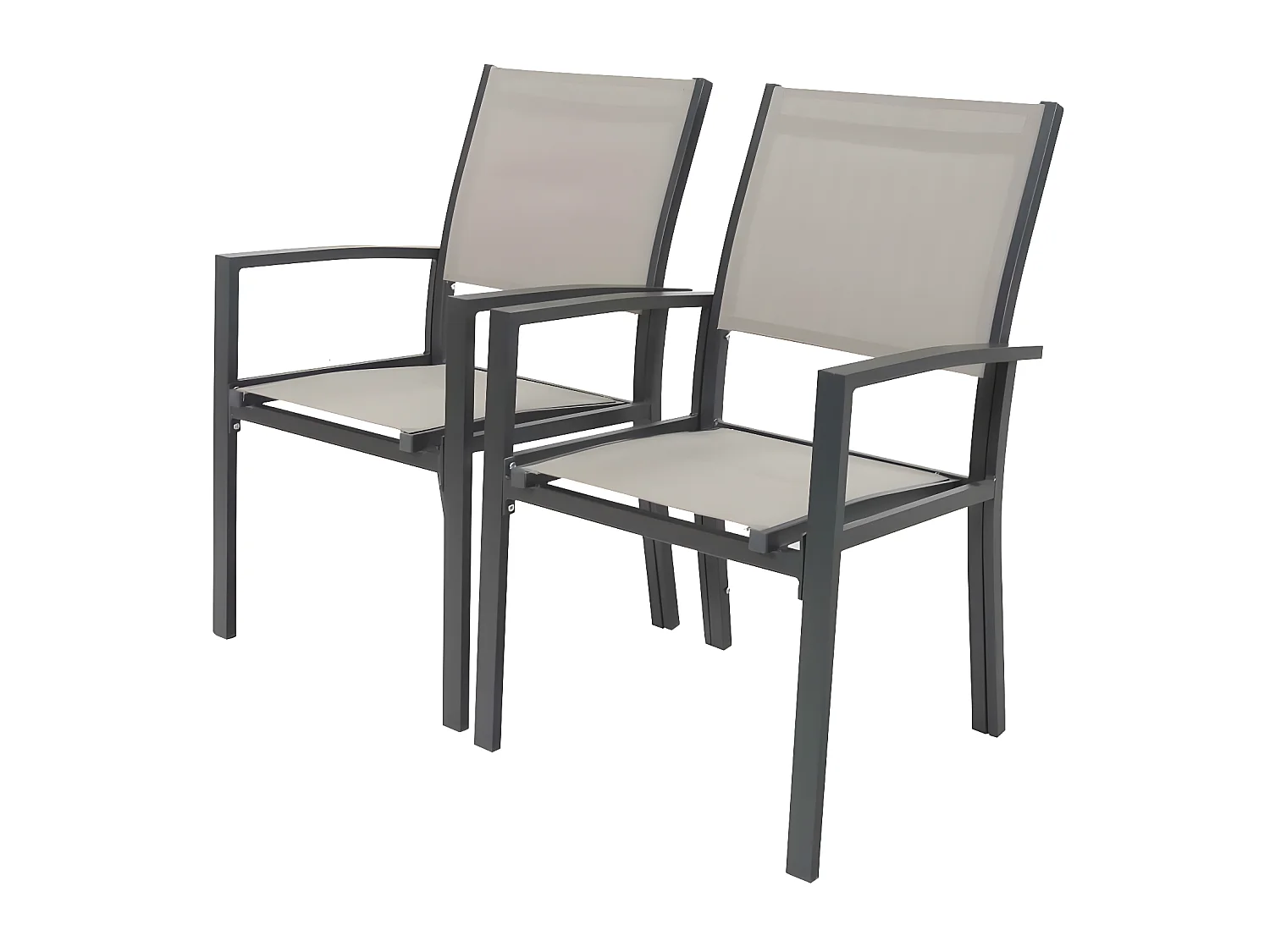 Fauteuil jardin Alu/Textilène "Tropic" - Phoenix - Taupe - Lot de 2