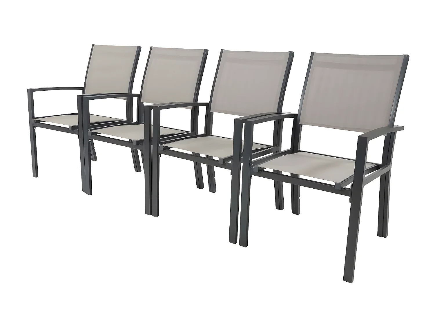 Fauteuil jardin Alu/Textilène "Tropic" - Phoenix - Taupe - Lot de 2