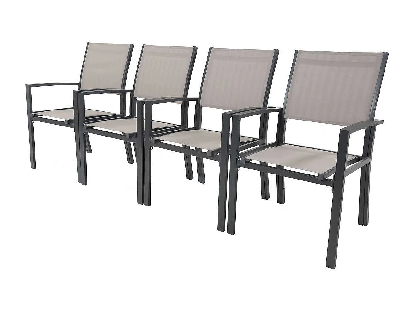 Tuinstoel fauteuil stoel tuin aluminium/textileen "Tropic" - Phoenix - Taupe - grijs bruin - Set 2 stuks