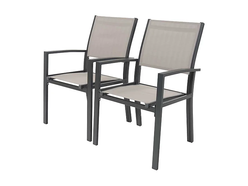 Gartenstuhl "Tropic" Alu/Textilene - Phoenix - Taupe - 2er-Set