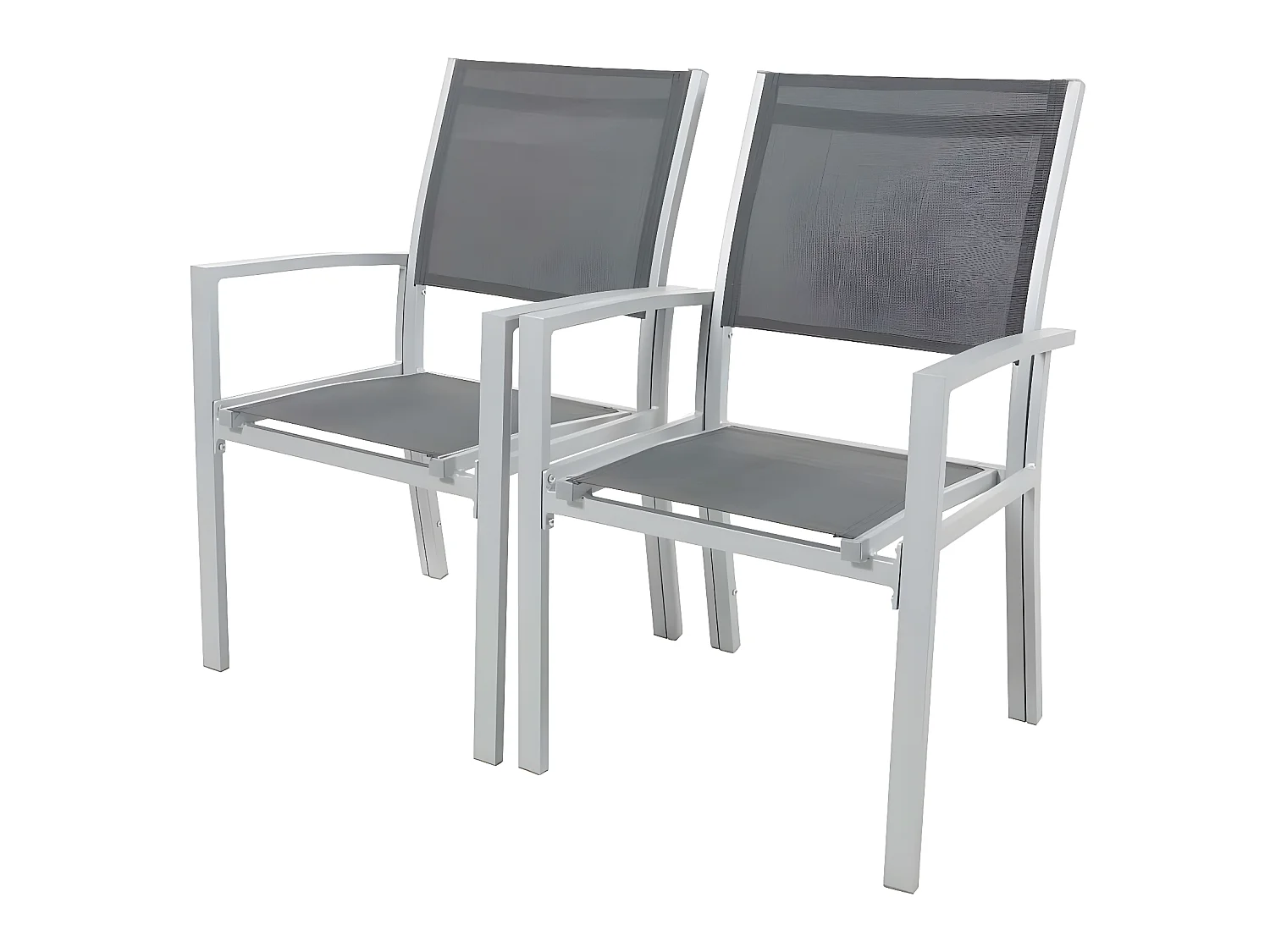 Fauteuil jardin Alu/Textilène "Tropic" - Phoenix - Gris foncé - Lot de 2