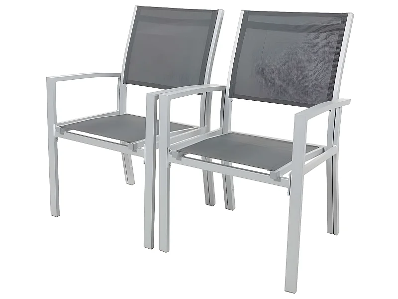 Poltrona da giardino "Tropic" in alluminio/textilene - Phoenix - Grigio scuro - Set da 2