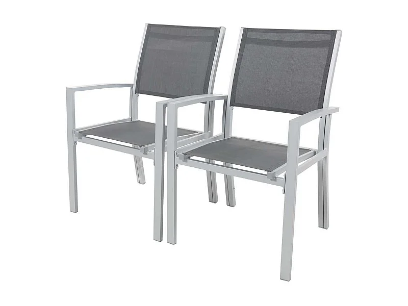 Fauteuil jardin Alu/Textilène "Tropic" - Phoenix - Gris foncé - Lot de 2