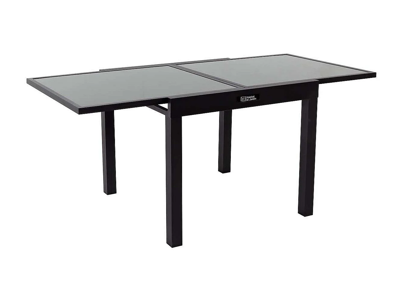 Salon de Jardin extensible luxe 90/180 "Porto 8" - Phoenix - Noir/Gris foncé - 1 Table 90/180 + 8 Fauteuils