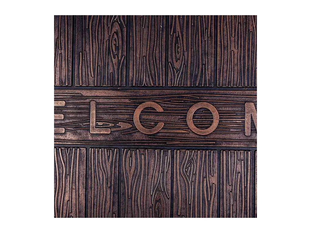 Felpudo de goma con texto cobrizo 45x75