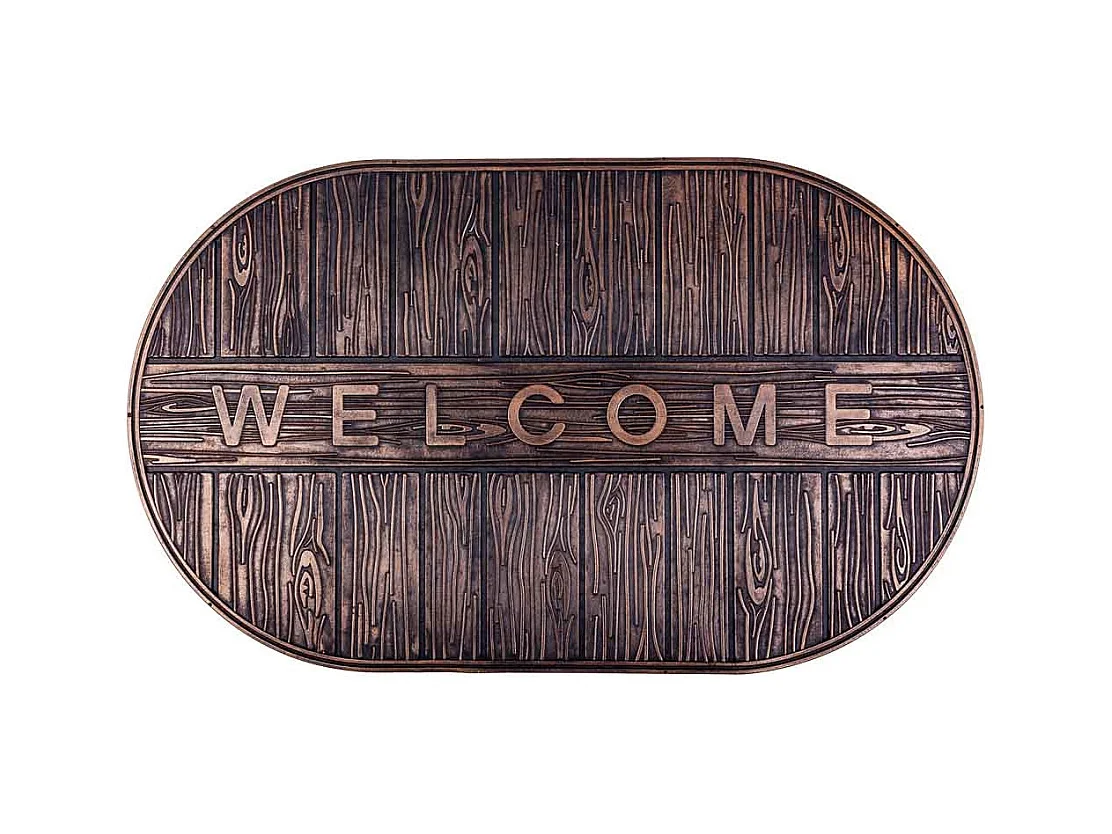 Felpudo de goma con texto cobrizo 45x75