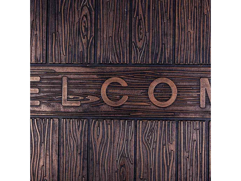 Felpudo de goma con texto cobrizo 45x75