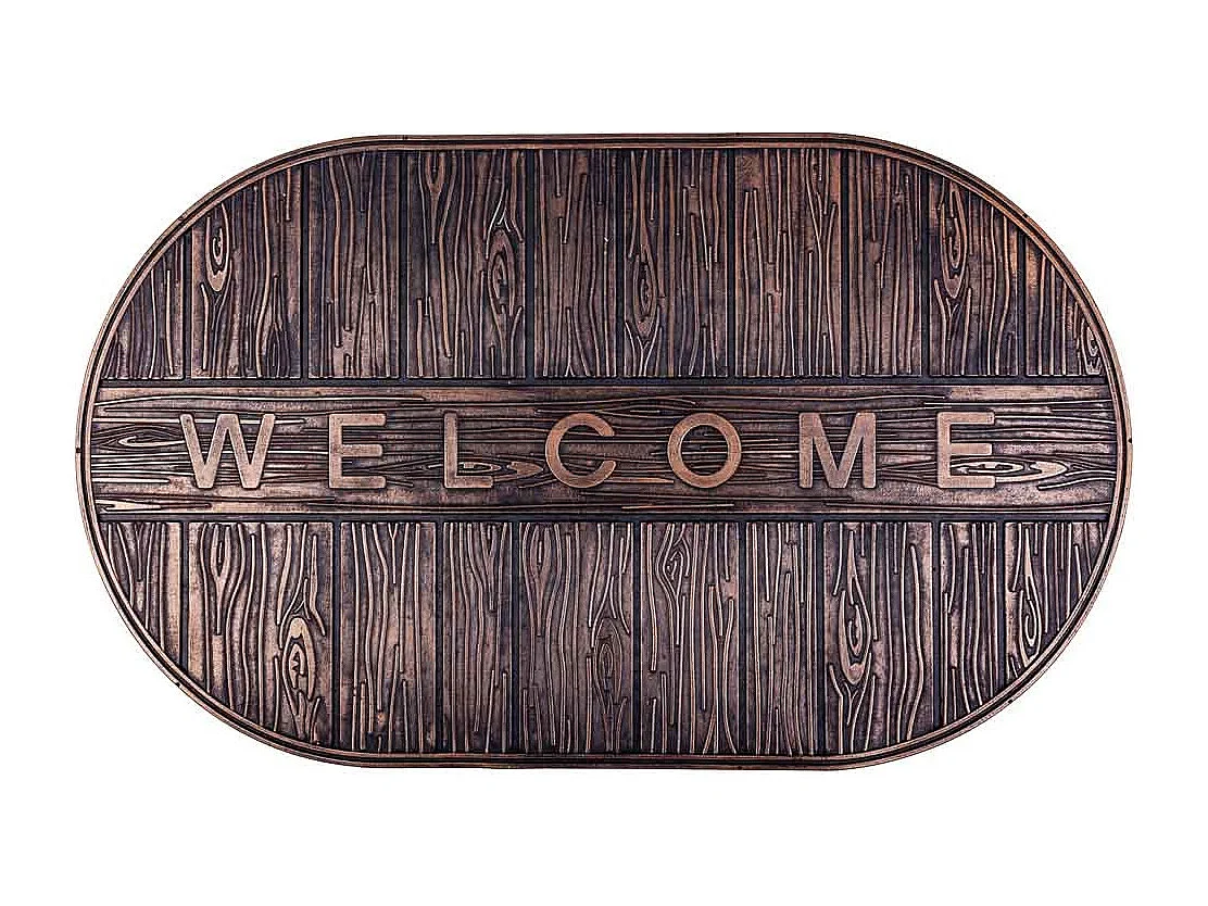 Felpudo de goma con texto cobrizo 45x75