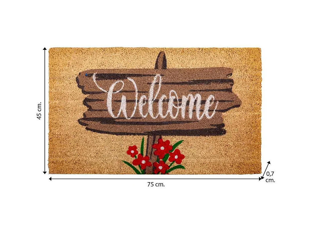 Fußmatte aus Kokosnuss mit aufgedruckter Zeichnung, 45 x 75 cm