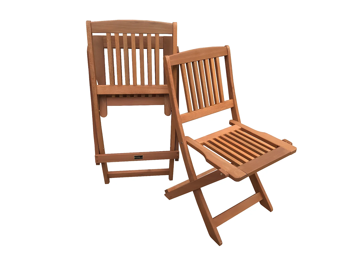 Lot de 2 chaises jardin pliante en bois exotique "Hongkong" - Maple - Marron clair