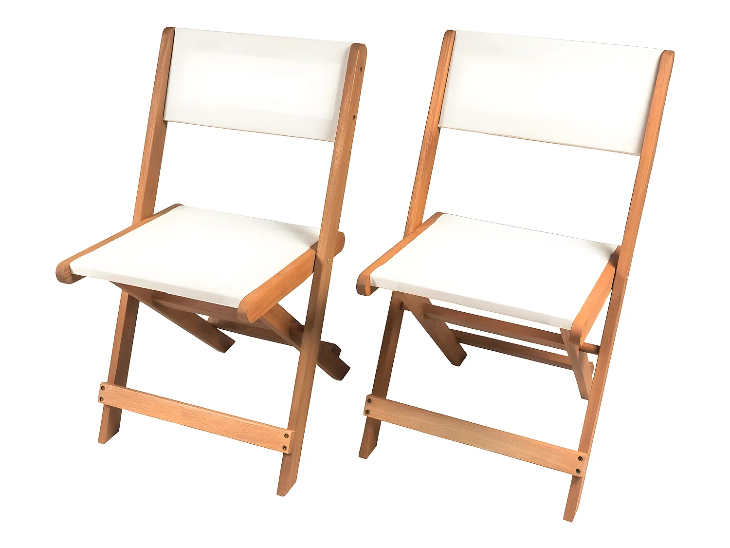 Lot de 2 chaises pliantes en bois exotique "Seoul" - Maple - Beige