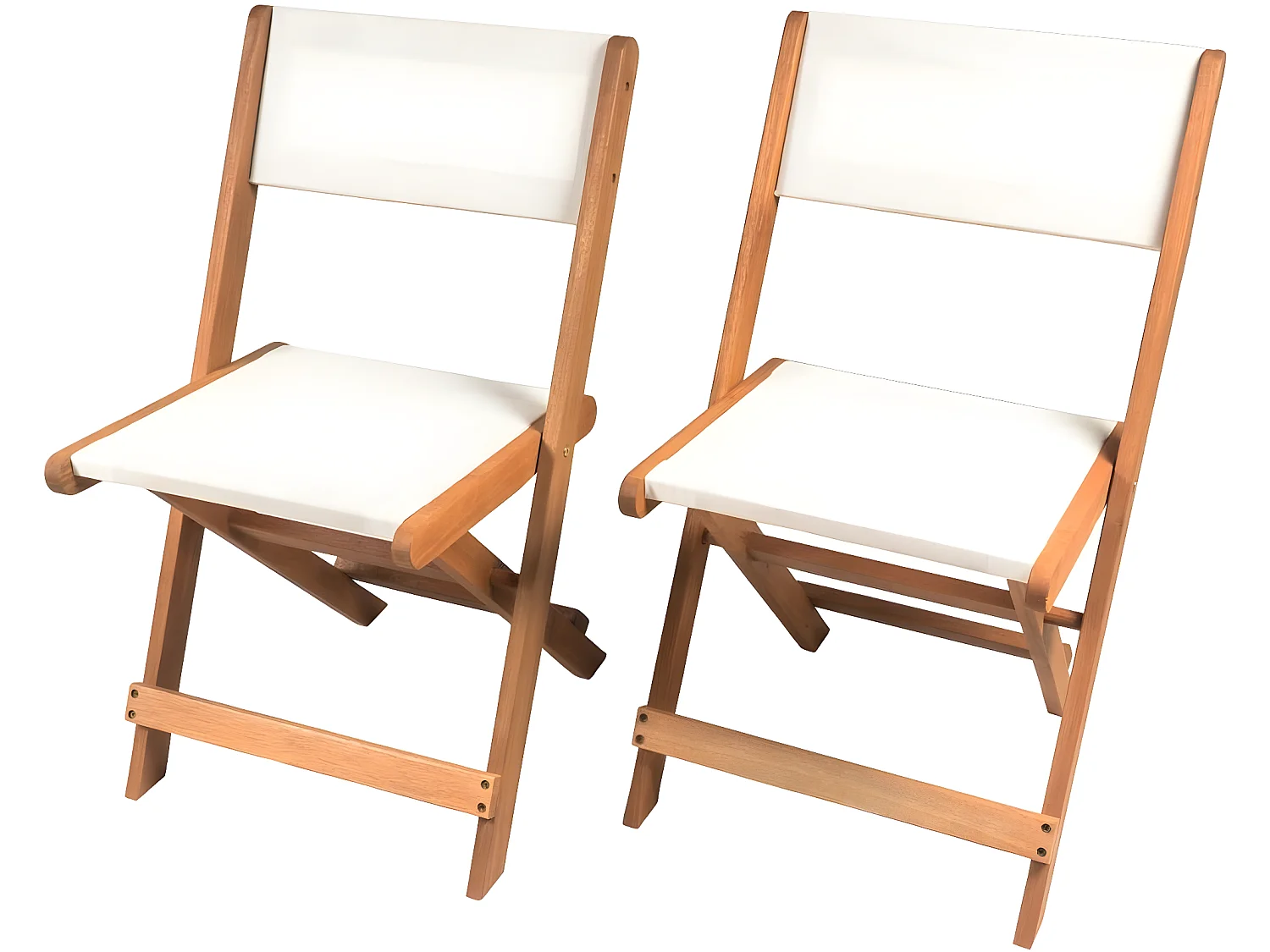 Lot de 2 chaises pliantes en bois exotique "Seoul" - Maple - Beige
