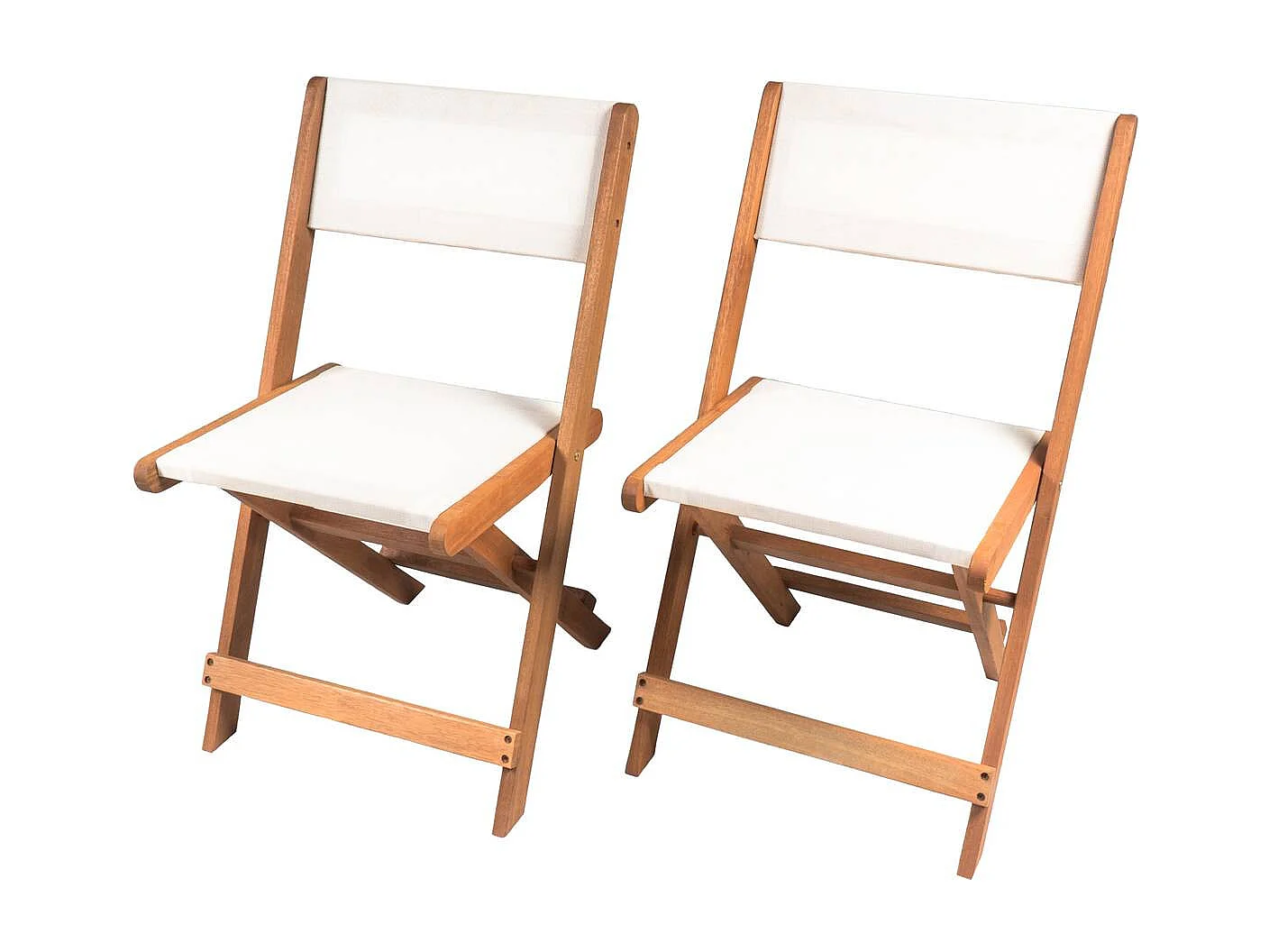 Lot de 2 chaises pliantes en bois exotique "Seoul" - Maple - Beige
