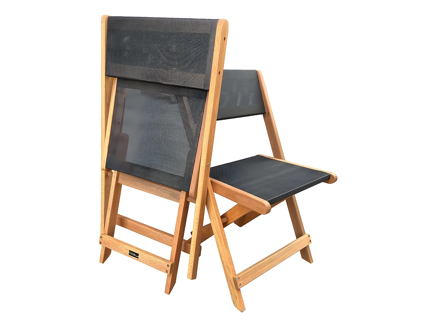 Silla plegable de madera exótica "Seoul" - Arce - Negro - Lote de 2