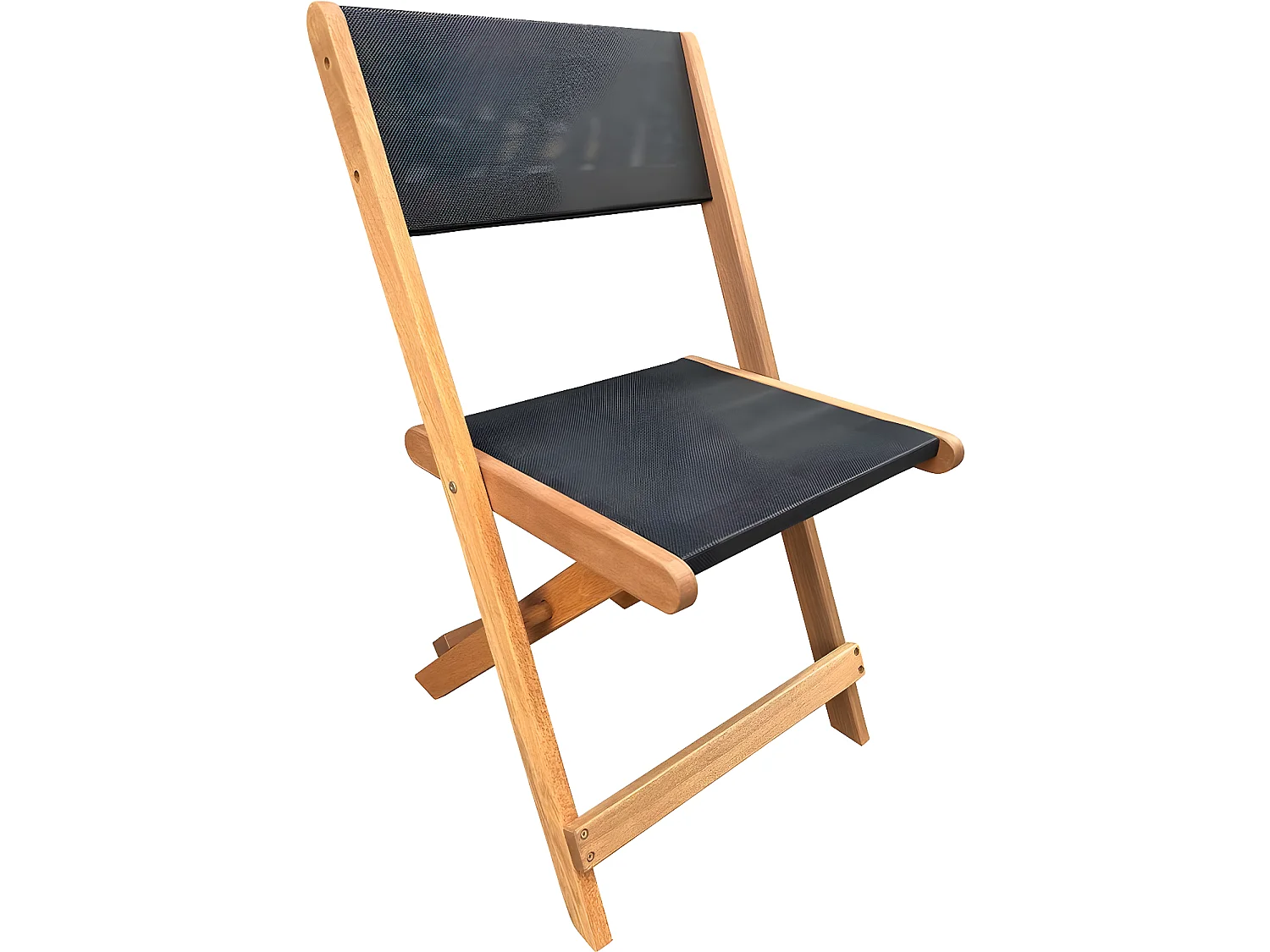 Tuinstoel stoel inklapbaar hardhout "Seoul" - Maple - Zwart - Set 2 stuks